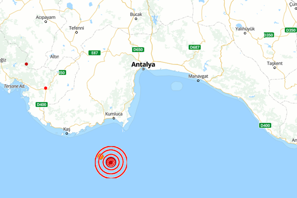 Akdeniz'de 4.7 büyüklüğünde deprem