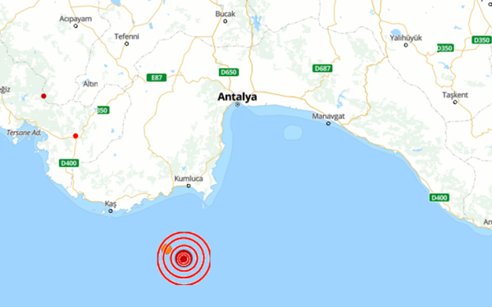 Akdeniz'de 4.7 büyüklüğünde deprem