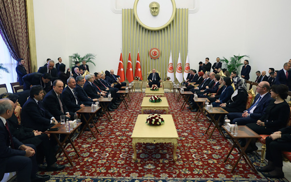 Erdoğan, TBMM'nin açılışının 106'ncı yıl dönümü resepsiyonuna katıldı